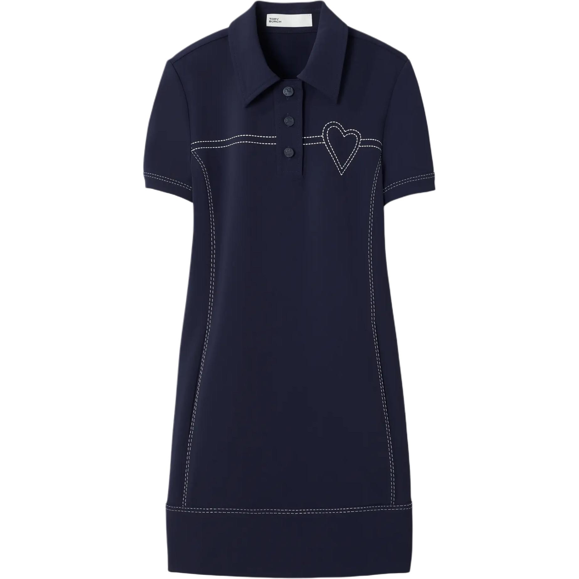 

Платье с короткими рукавами SS25 для женщин Tory Burch, marine синий