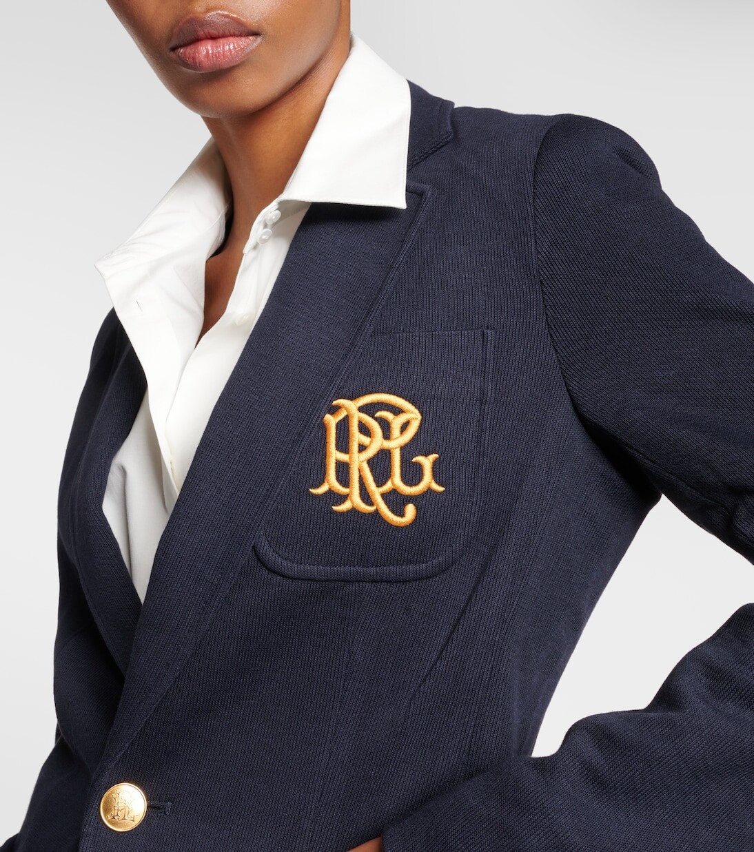 Блейзер из смесового хлопка с вышивкой Polo Ralph Lauren, синий — фото 4