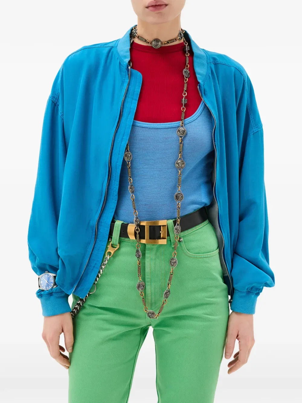 Топ в рубчик Versace, синий — фото 2