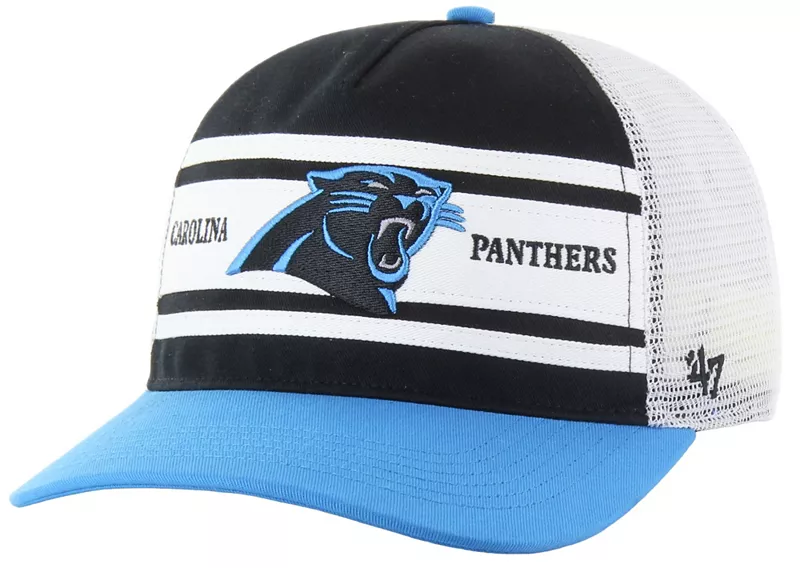 

Мужская черная регулируемая кепка Carolina Panthers '47 Super Stripe Hitch