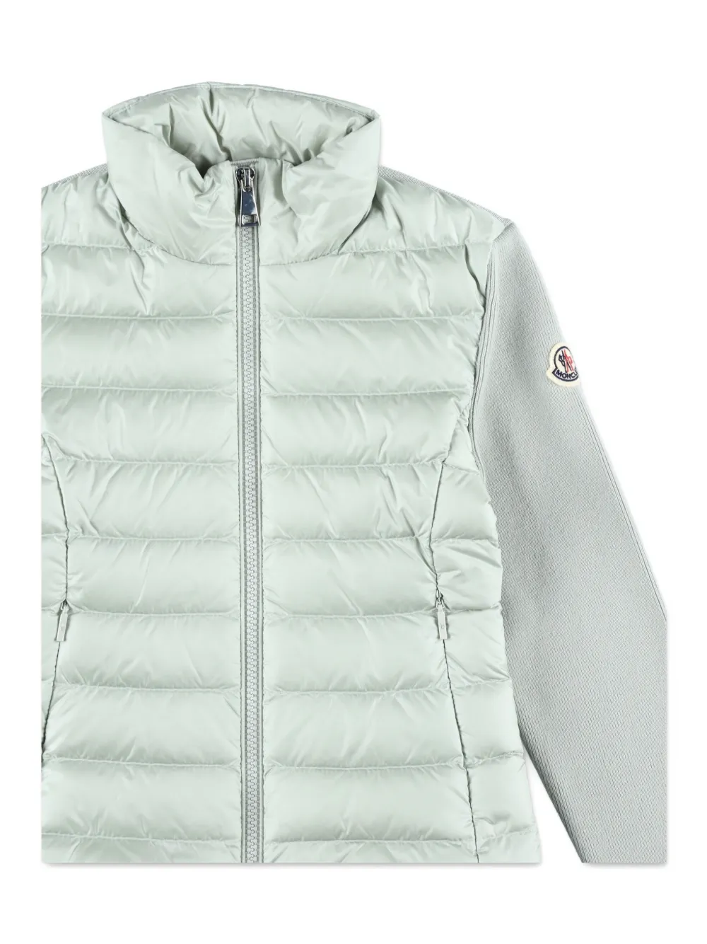 Стеганый кардиган на молнии Moncler Enfant, серый — фото 3
