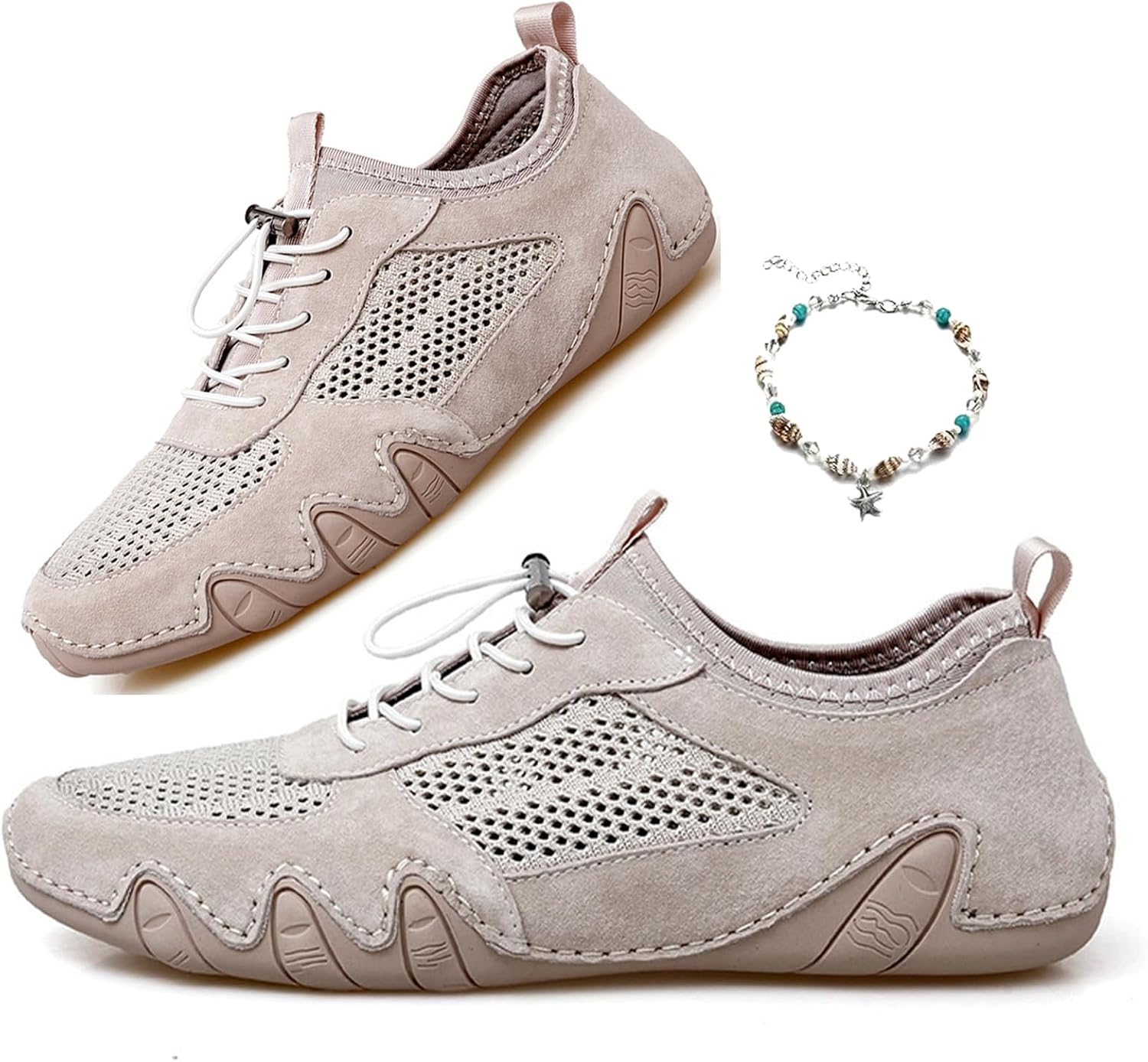 

Мужские летние дышащие кроссовки на открытом воздухе с сеткой, противоскользящие повседневные спортивные кроссовки для вождения, походов и прогулок, лоферы-мокасины Zrremre, бежевый