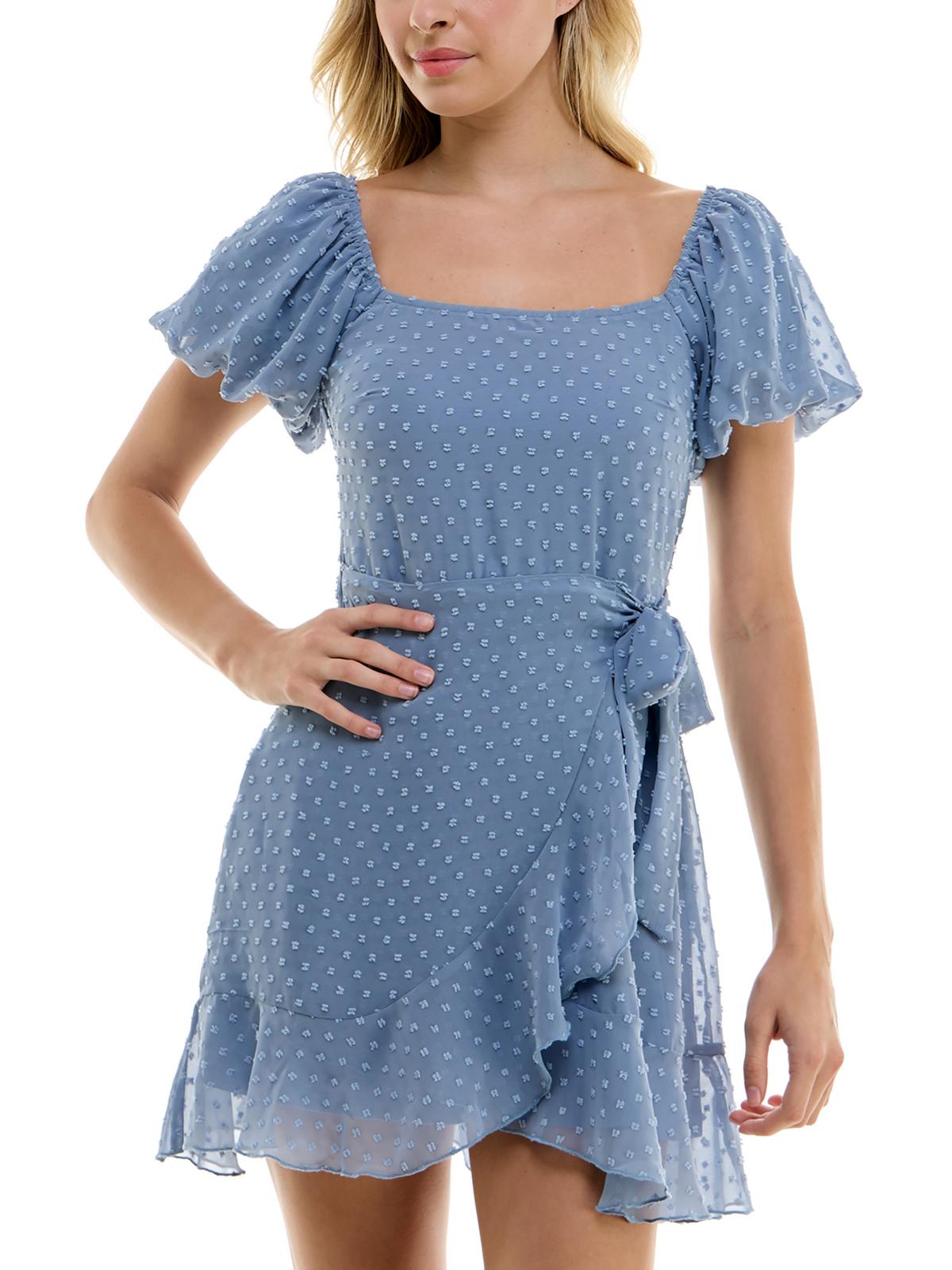 

Платье Juniors Womens Side Tie Swiss Dot Fit & Flare Trixxi, цвет slate