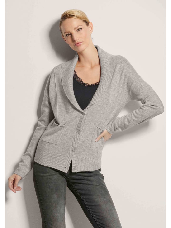 

MADELEINE Кардиган из качественного кашемира серебристо-серого/бежевого/меланжевого цвета