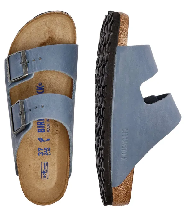 Кожаные тапочки Arizona sfb leoi Narrow fit Birkenstock, синий — фото 3