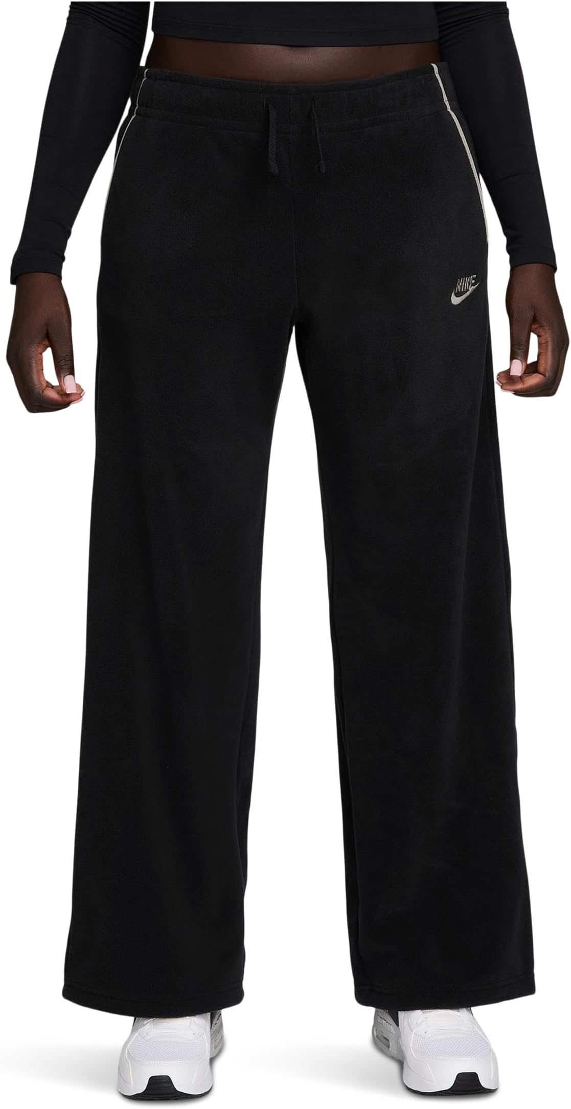 

Женские спортивные флисовые удобные широкие брюки со средней посадкой Nike, Black/College Grey