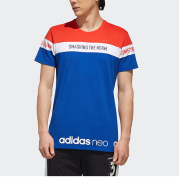 Футболка neo sports round neck short sleeve red blue splicing Adidas, красный — фото 2