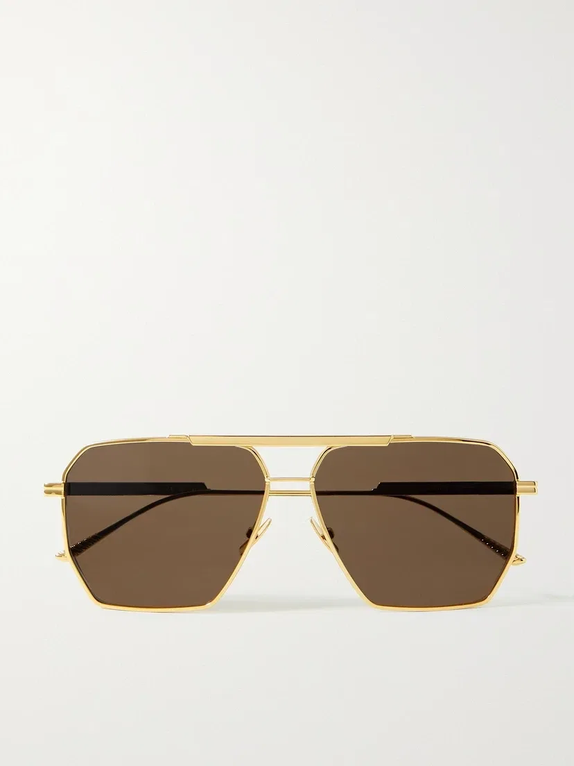 Оригинальные солнцезащитные очки-авиаторы золотистого цвета BOTTEGA VENETA EYEWEAR, золотой
