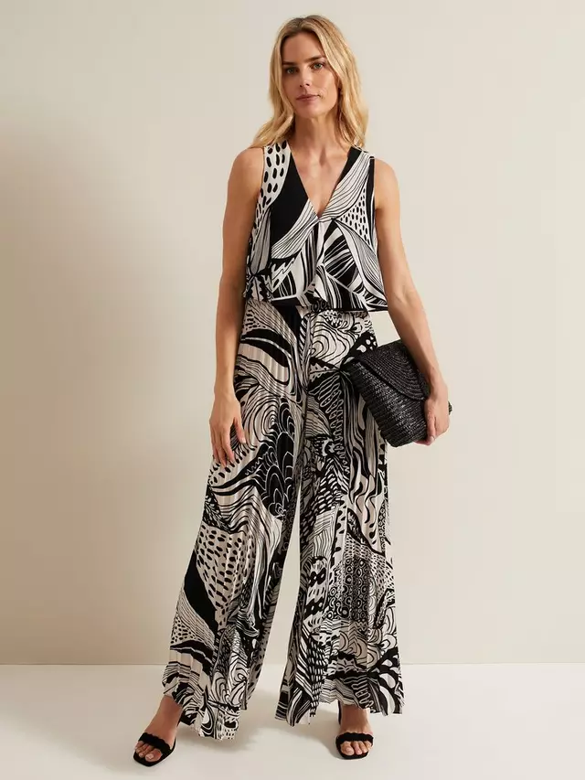 

Комбинезон Phase Eight Saskia Pleated Wide Leg, цвет black/cream