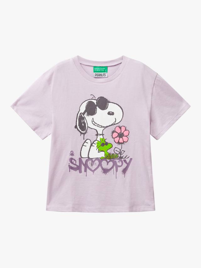 

Детская хлопковая футболка с коротким рукавом и принтом Snoopy Benetton, Violet