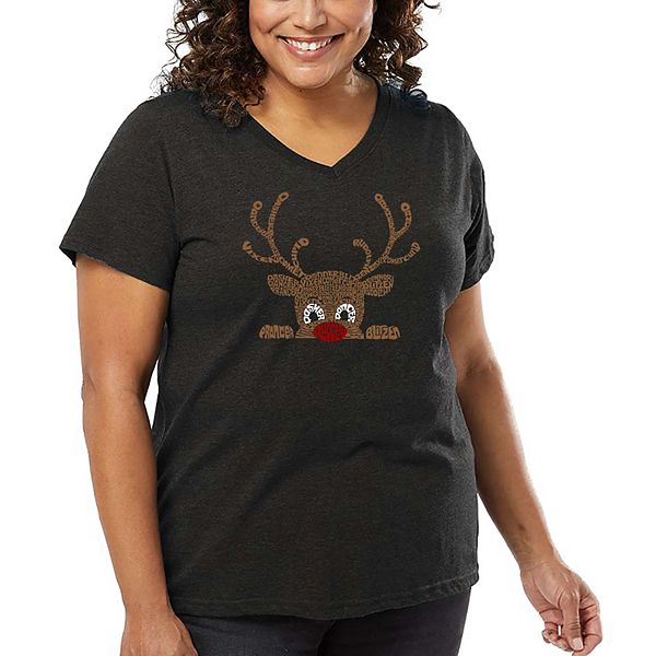

Футболка V-neck с принтом Peeking reindeer для женщин plus size La Pop Art, Grey, Серый, Футболка V-neck с принтом Peeking reindeer для женщин plus size La Pop Art, Grey