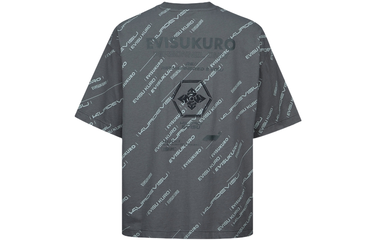 

Футболка унисекс EVISU, тёмно-серая с полным принтом