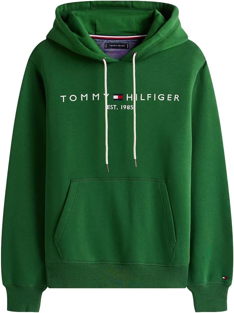 

Мужская культовая флисовая толстовка с вышитым логотипом Tommy Hilfiger, коллекция 2024, размер M, черный, Hunter Green