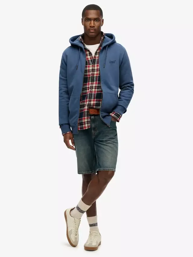 Худи на молнии с логотипом Essential Superdry, Heritage Washed Blue — фото 3