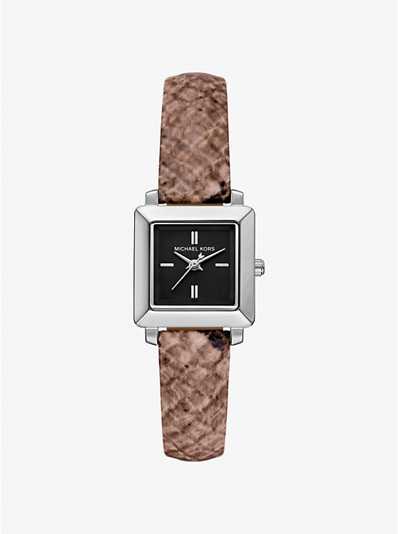 

Мини-Часы из кожи с тиснением под змею Гвинн Michael Kors, коричневый