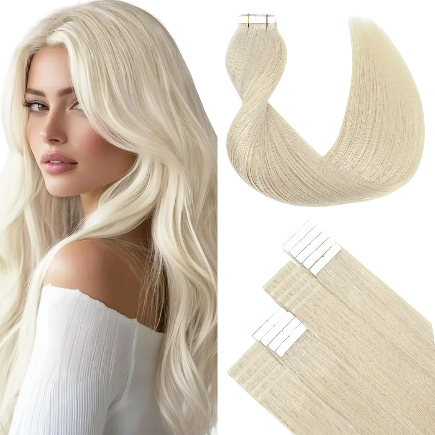 Ленточные накладные волосы #60 Platinum Blonde от SURNEL Surnel, #60