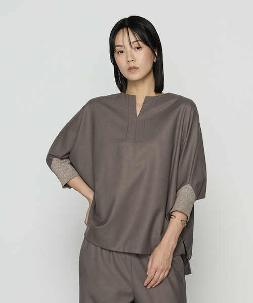 

Футболка из эластичного твила с рукавами «летучая мышь» Gabardine K.T, цвет мокко