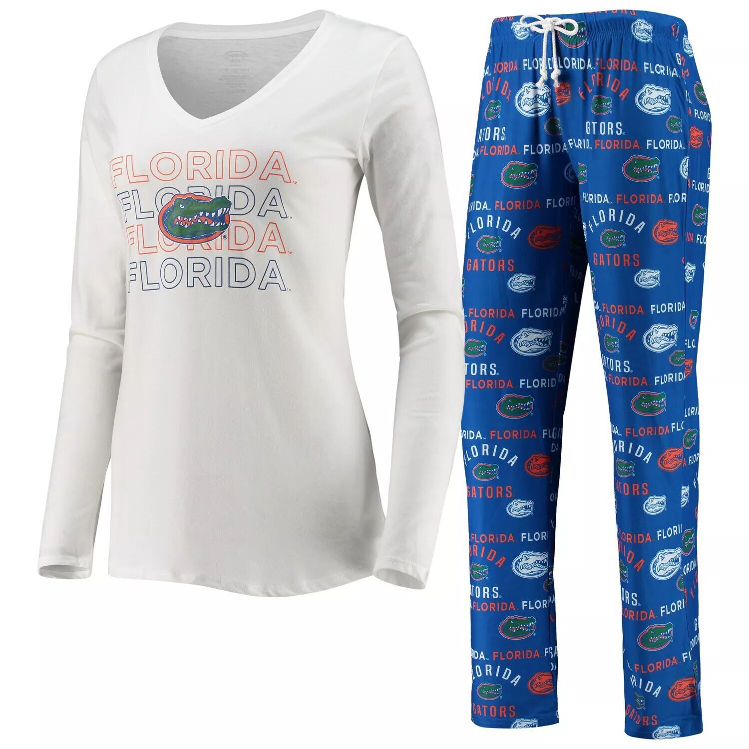 

Женский комплект для сна с длинными рукавами и брюками Concepts Sport Royal/White Florida Gators Flagship