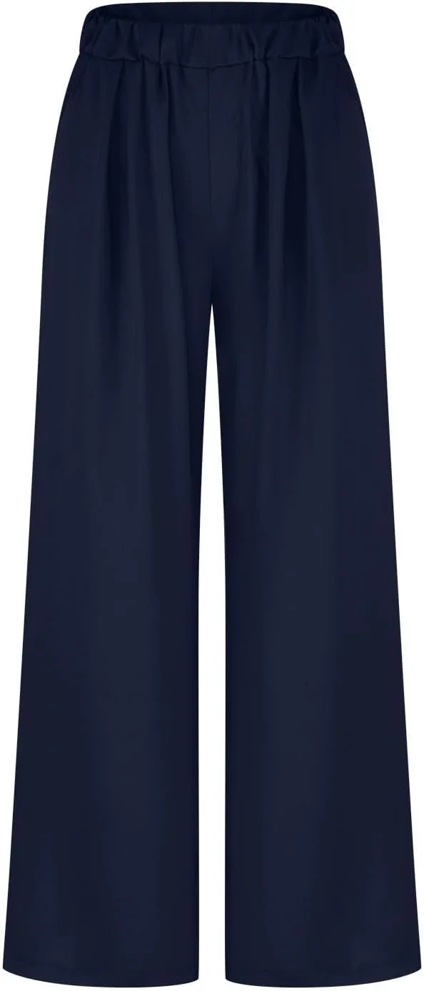 Широкие женские брюки для йоги Casual High Waisted Loose Long Palazzo — фото 4