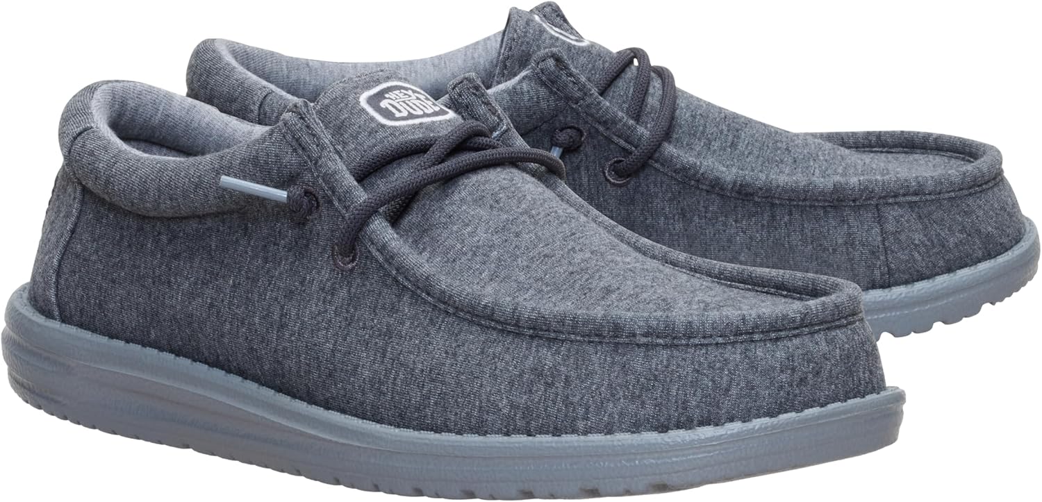Мужские слипоны HEYDUDE Wally Stretch из джерси, Легкие и удобные туристические лоферы с эластичными шнурками, Charcoal — фото 2
