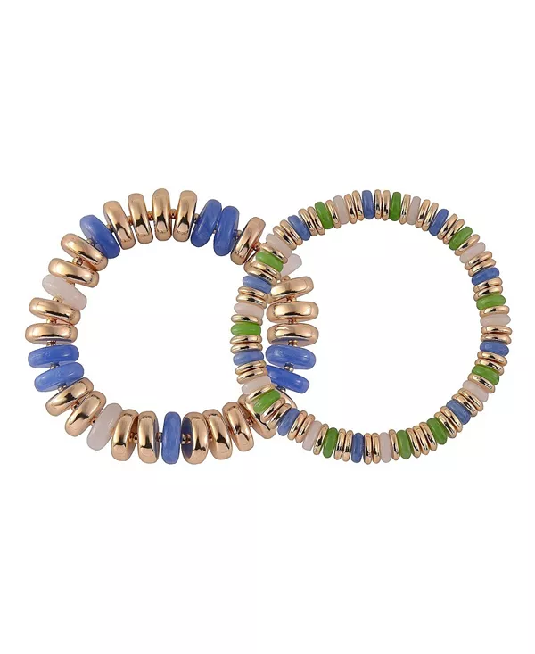 

Комплект из двух эластичных браслетов золотого тона и разноцветных дисков Laundry By Shelli Segal, gold