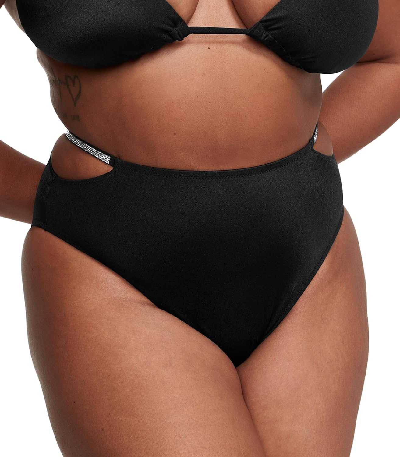 

Купальник бикини Victoria's Secret Shine Strap с высокой талией и дерзким принтом, Black