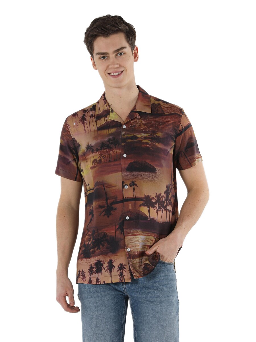 

Рубашка на пуговицах классического кроя Colin's, коричневый/охра