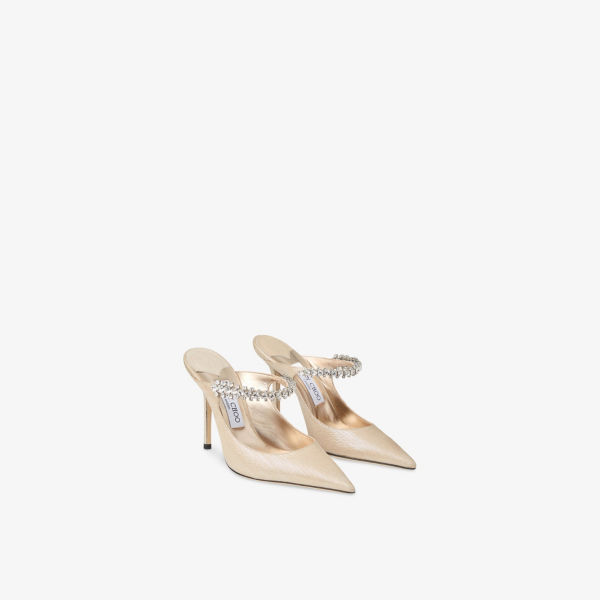 Мюли Jimmy Choo Bing 100 лакированные на каблуке с кристаллами, золотой — фото 3