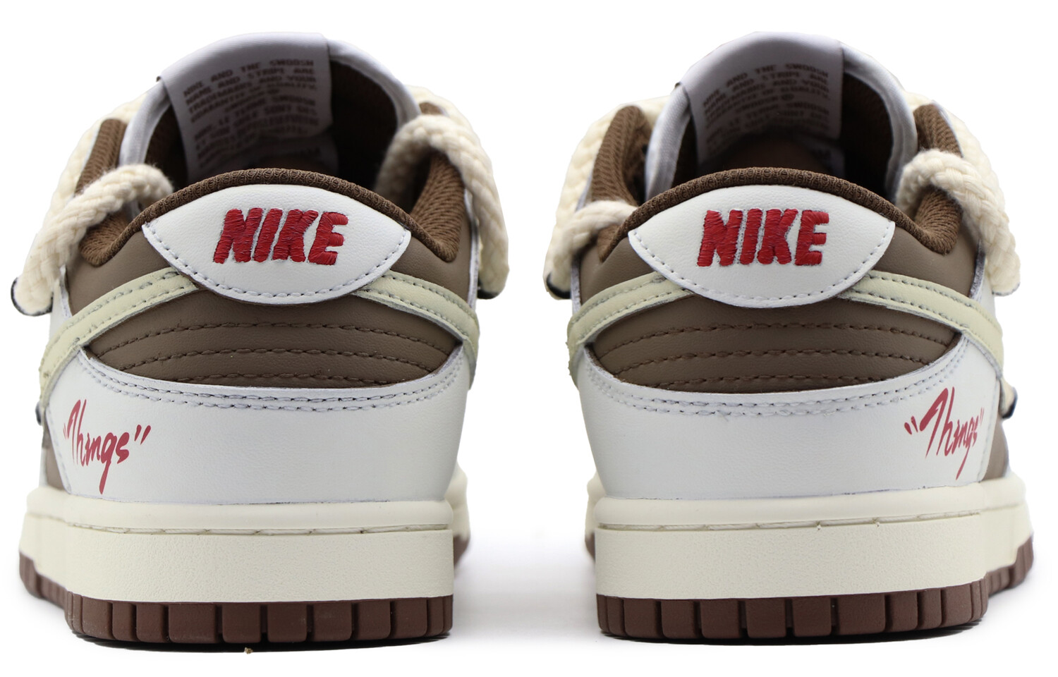 Кроссовки Nike Dunk Skateboard Shoes Women's Low-Top White Brown — фото 4