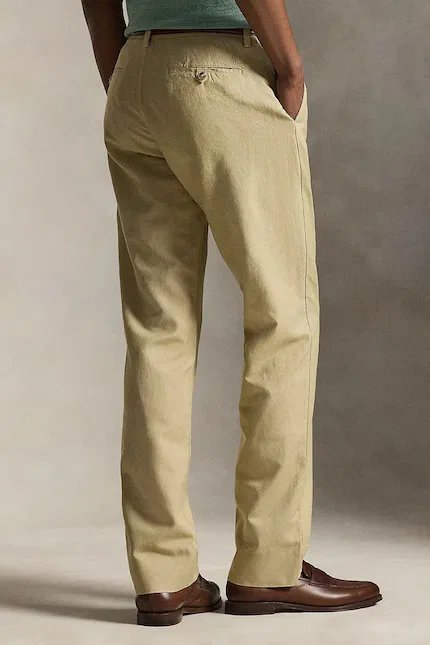 Брюки из льна с хлопком модель Polo Ralph Lauren, коричневый — фото 2