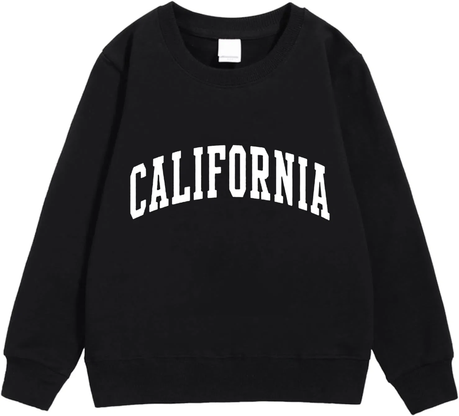 Generic Толстовки California для девочек-подростков, с круглым вырезом, с буквенным принтом, с длинным рукавом, повседневные пуловеры, одежда для детей от 3 до 12 лет, черный — фото 3