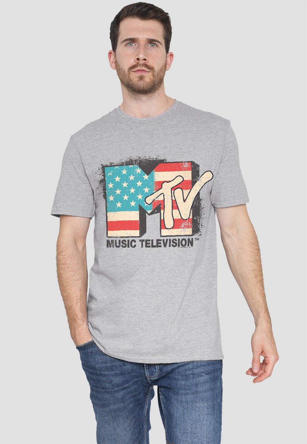 

Футболка с принтом MTV AMERICAN LOGO Cotton Soul, серый