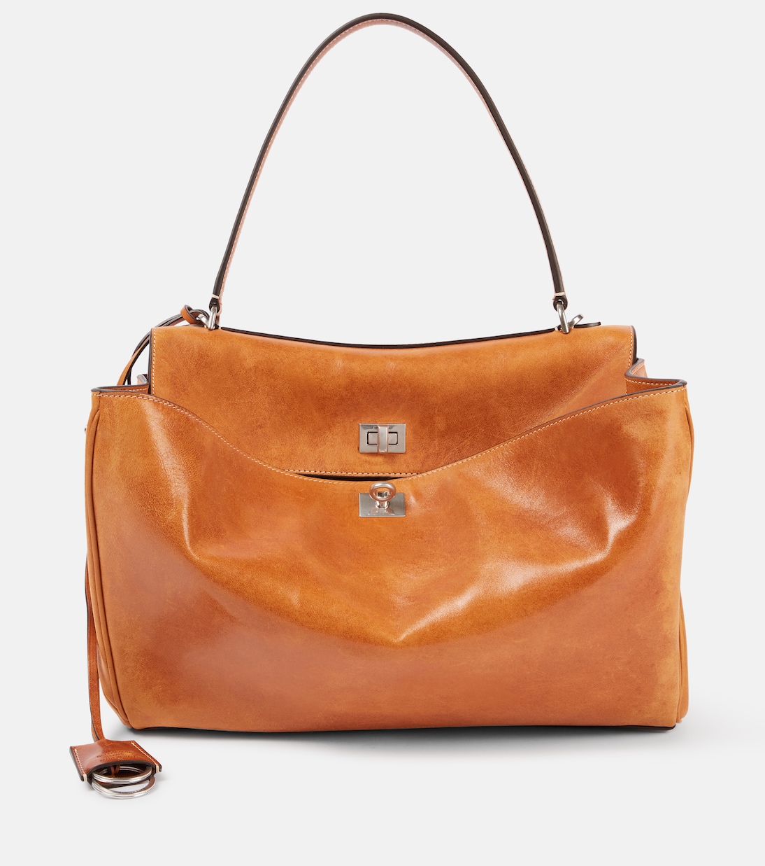 

Средняя кожаная сумка через плечо Rodeo Balenciaga, Tan Cowboy