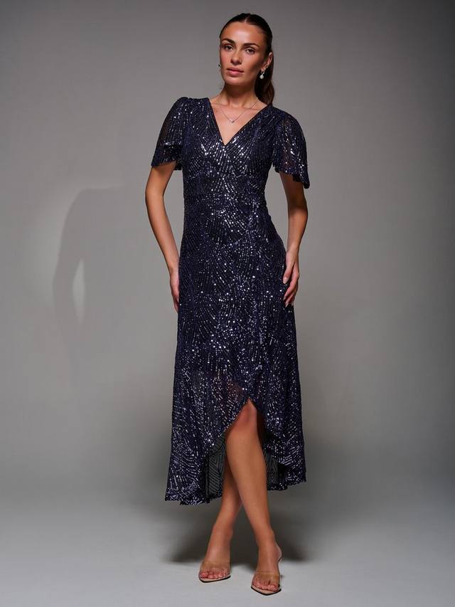 

Платье с ангельскими рукавами и пайетками Jolie Moi, Black Purple