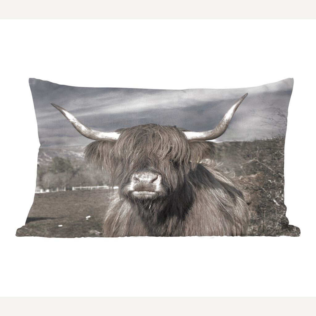 

MuchoWow Scottish Highlander - Cute Scottish Highlander черно-белый - 50x30 см - чехлы на диванные подушки - без наполнителя