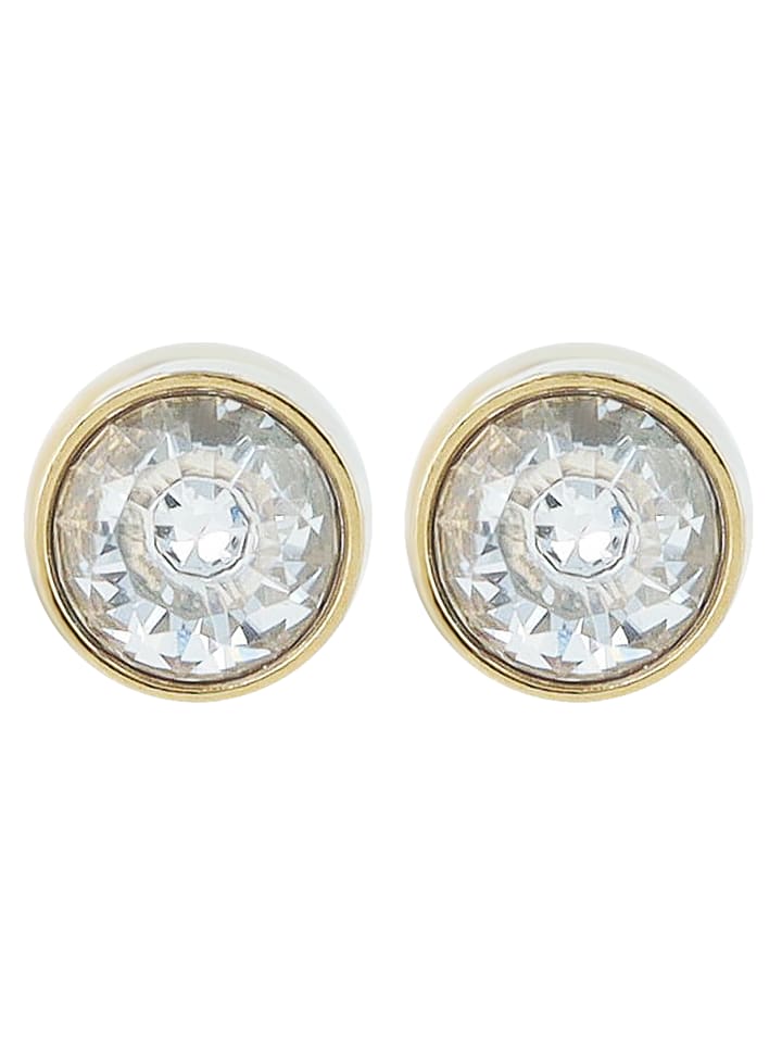 

Adeliás Женские серьги - серьги-гвоздики из нержавеющей стали с кубическим цирконием в золотой оправе