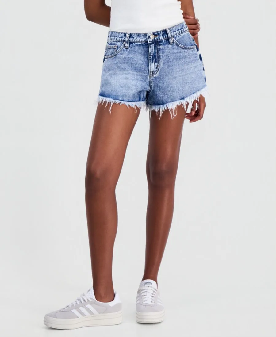 Фестивальные шорты А-силуэта с эластичной спинкой для подростков Madden Girl, Medium Wash — фото 4