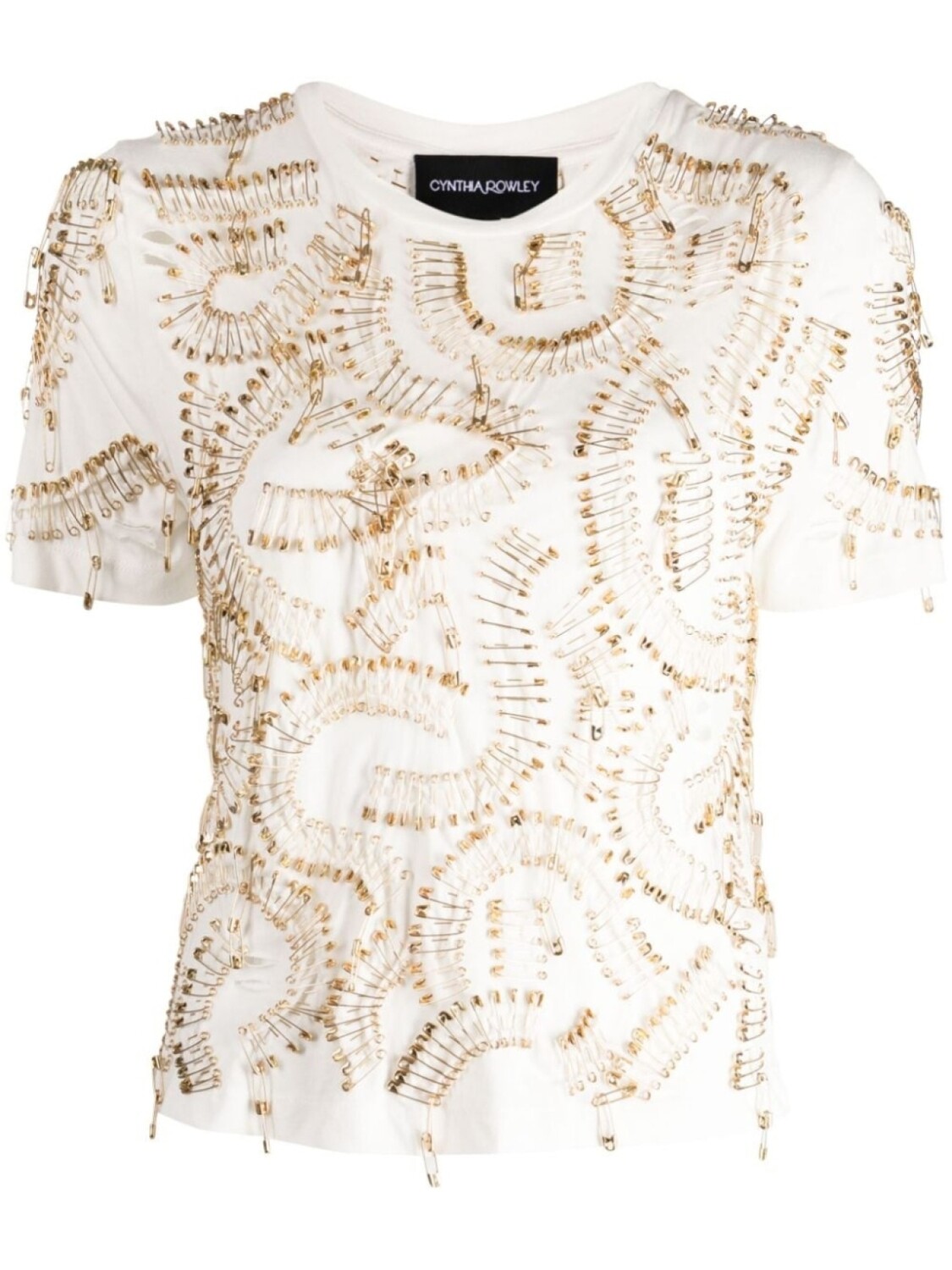 

Футболка с декором из булавок Cynthia Rowley, белый