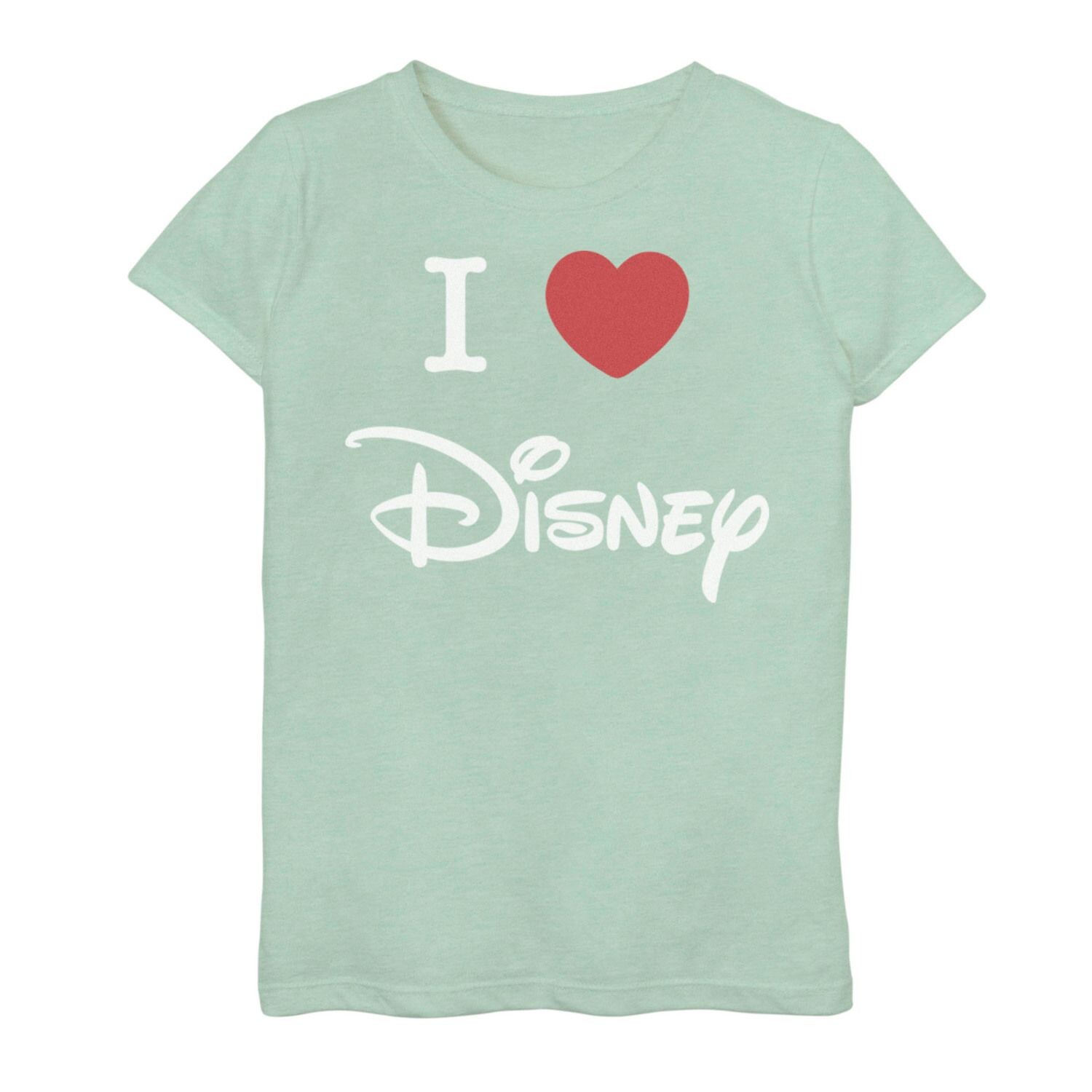 

Футболка с логотипом Disney для девочек 7–16 лет I Love Disney Heart Disney, светло-зеленый