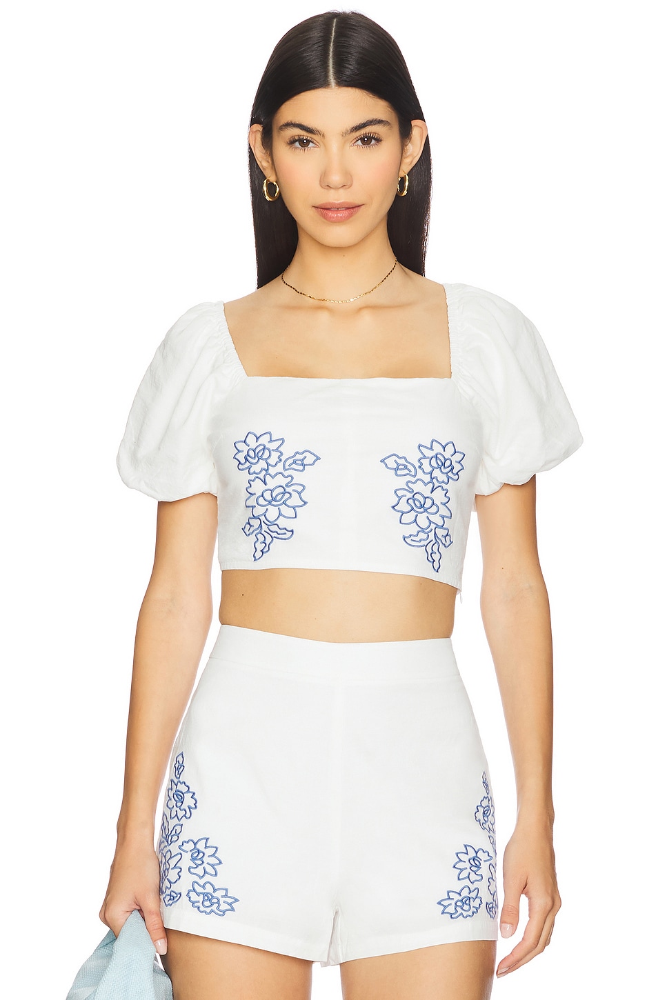 

Топ с вышивкой Sonnet Minkpink, white & blue