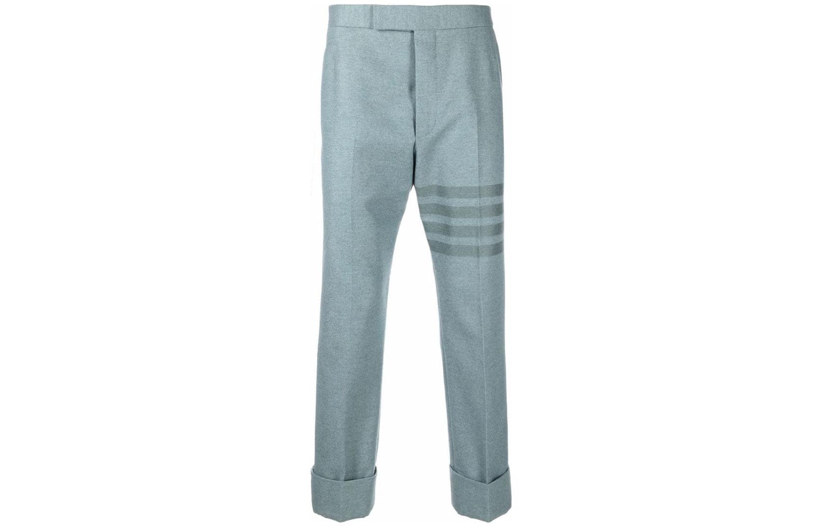 

Синие зауженные брюки с 4-шлевками THOM BROWNE