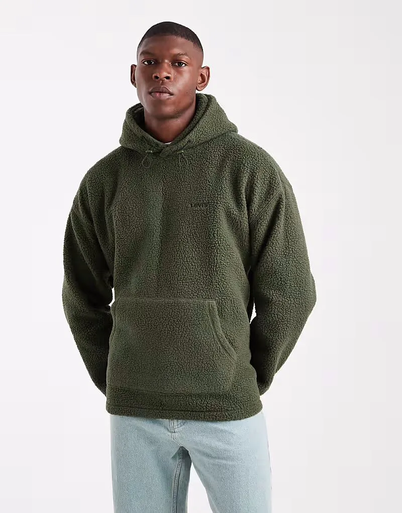 Худи Levi's с логотипом в тон, темно-зеленого цвета