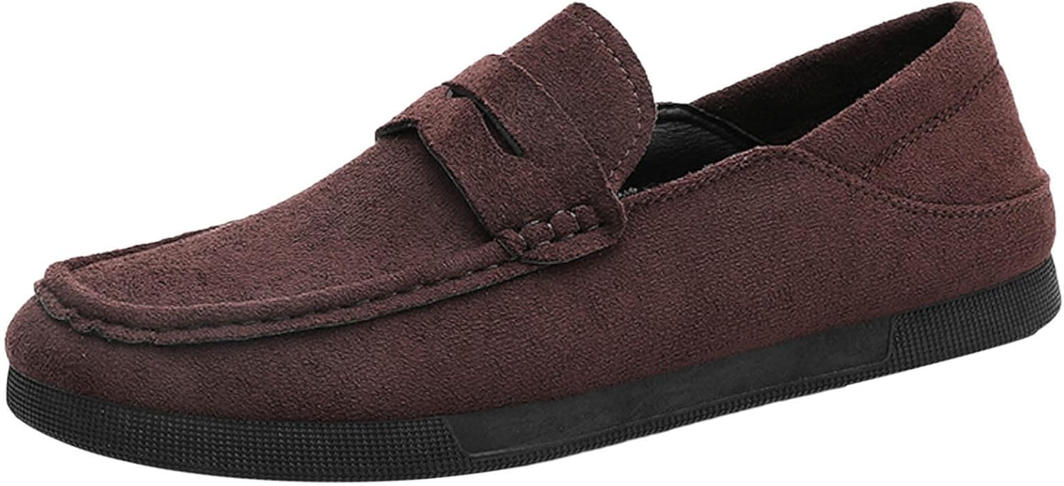 

Мужские повседневные туфли модного дизайна, новая модель, простой однотонный цвет, удобный круглый носок, плоская подошва, подходящие на все сезоны Generic, коричневый