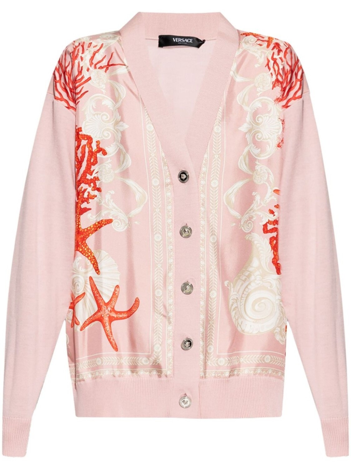 

Versace кардиган с V-образным вырезом и вставками, розовый
