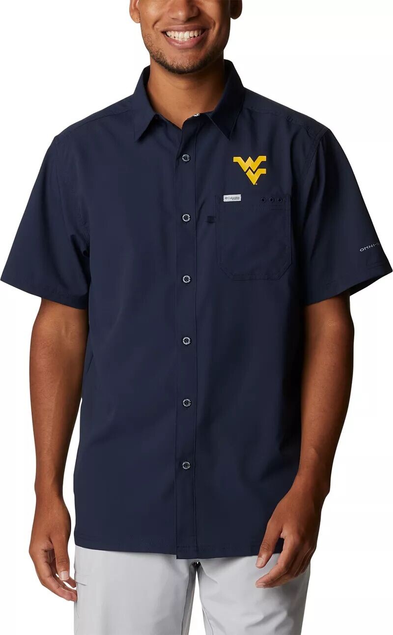

Мужская синяя рубашка на пуговицах Columbia West Virginia Mountaineers Slack Tide