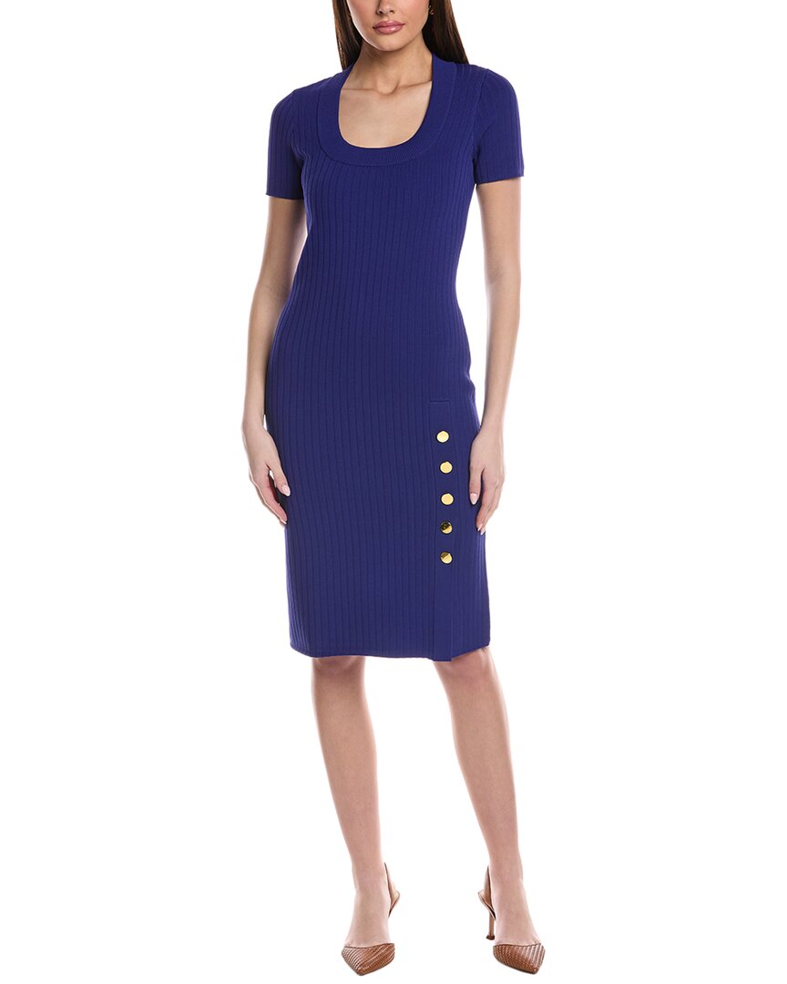 

Платье-миди St. John Mixed Flatback Rib Knit Stretch, синий