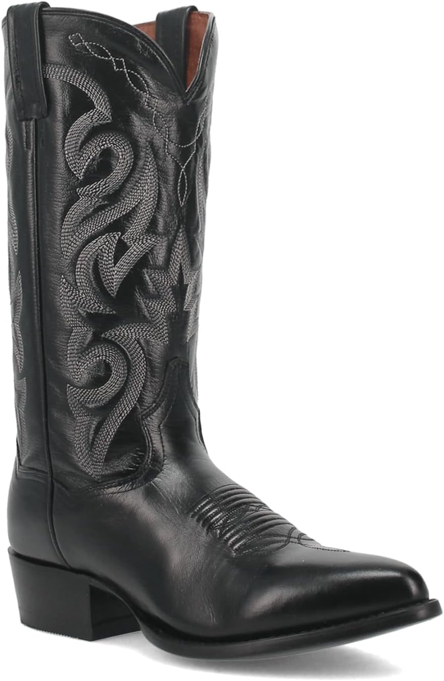 

Мужские повседневные ботинки Dan Post Mens Milwaukee с вышивкой, узкий заостренный носок, средняя голень - черные