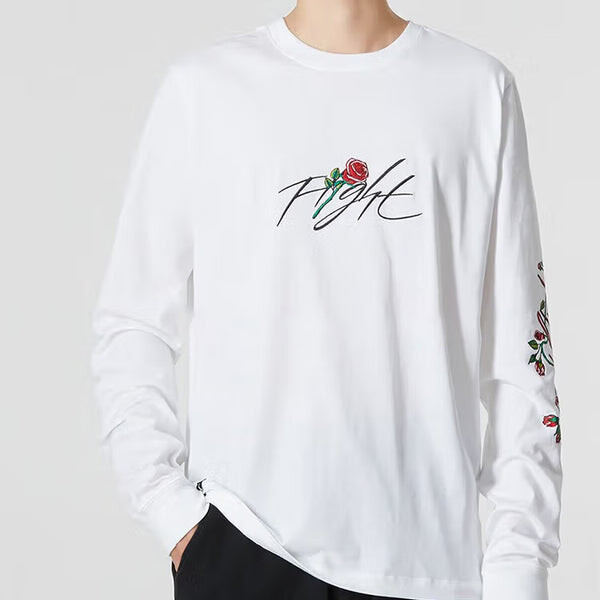 Толстовка Men's Nike Sleeve Side Flowers Logo Printing Round Neck Long Sleeves White, белый — фото 4