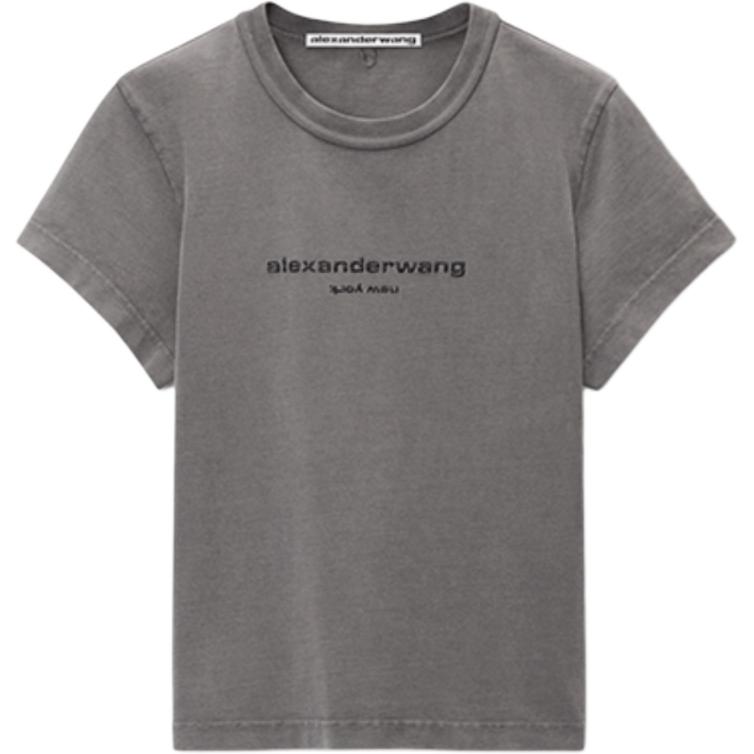 Футболка с аппликацией логотипа Alexander Wang, Washed Granite — фото 2
