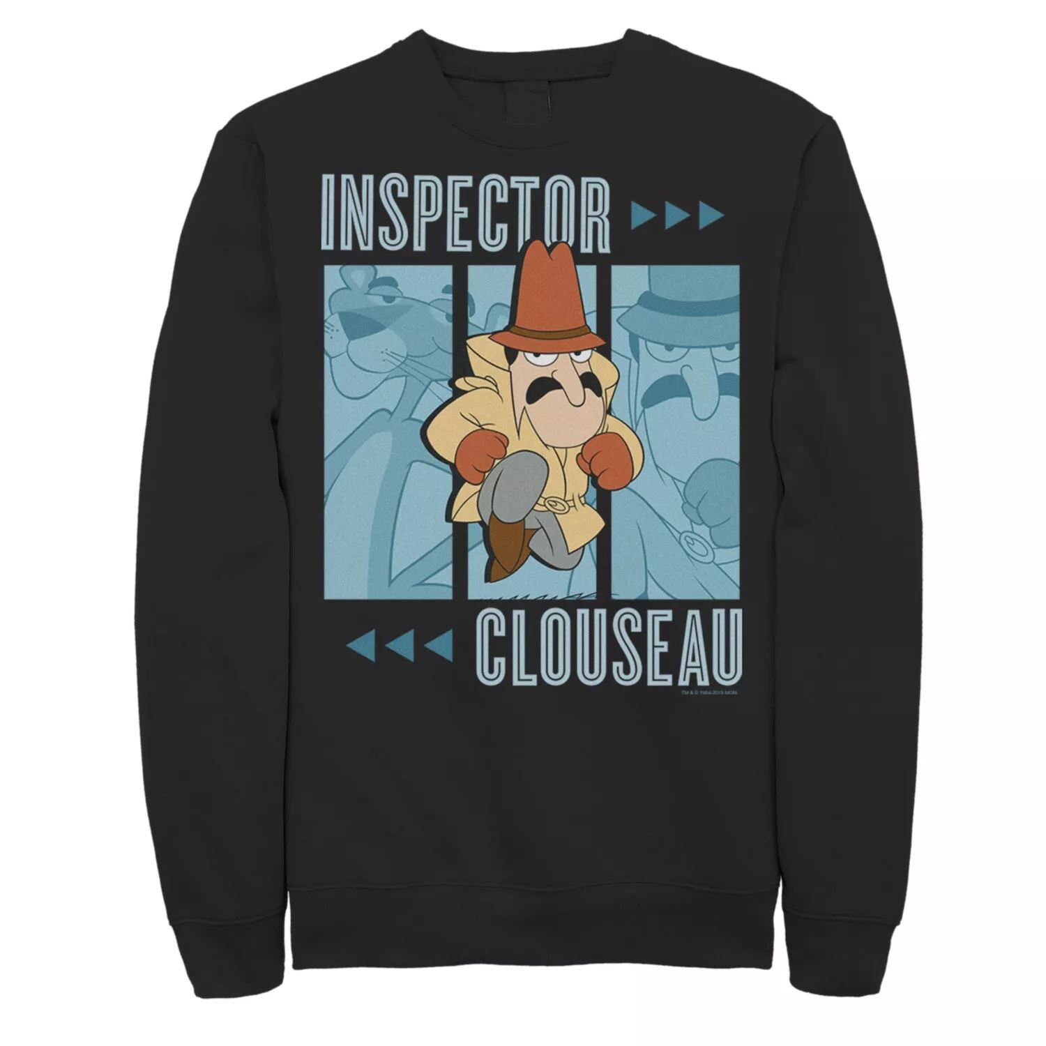 

Мужской флисовый пуловер с графическим рисунком Pink Panther Inspector Clouseau Trio Licensed Character, черный